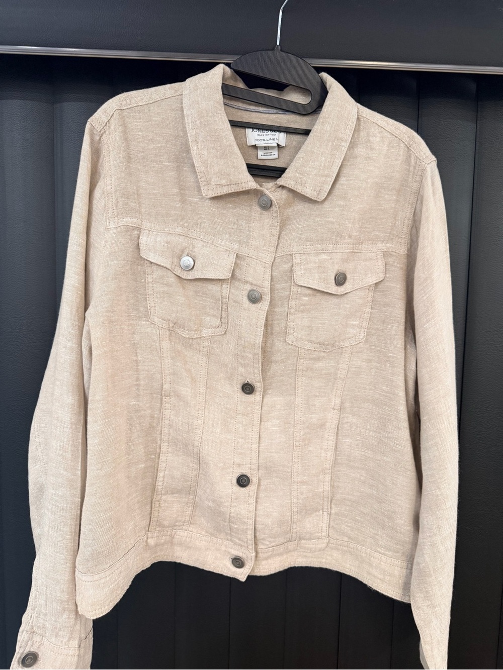Jones & Co Jones New York - Large - 100% Linen Jean Jacket in Neutral Beige. - Picture 5 of 12